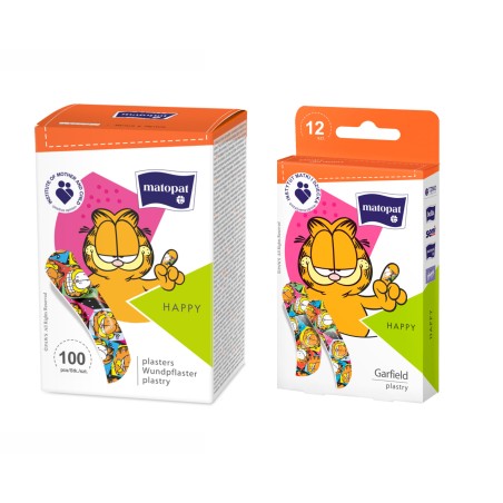 Plastry z opatrunkiem dla dzieci i młodzieży Happy z kotem Garfieldem
