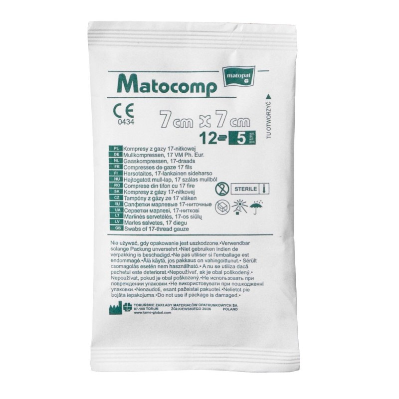 17-nitkowe jałowe kompresy z gazy Matocomp