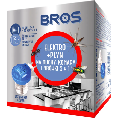 BROS Elektro + płyn na muchy, komary i mrówki