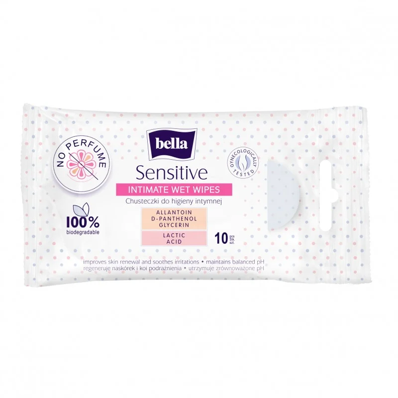 Chusteczki nawilżane do higieny intymnej Bella Sensitive, 10 sztuk