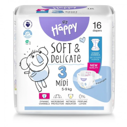 Pieluszki Bella Happy 3 Midi z dynamicznymi kanałami 5-9 kg