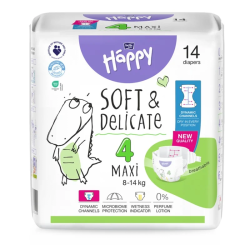 Pieluszki Bella Happy 4 Maxi z dynamicznymi kanałami 8-14 kg