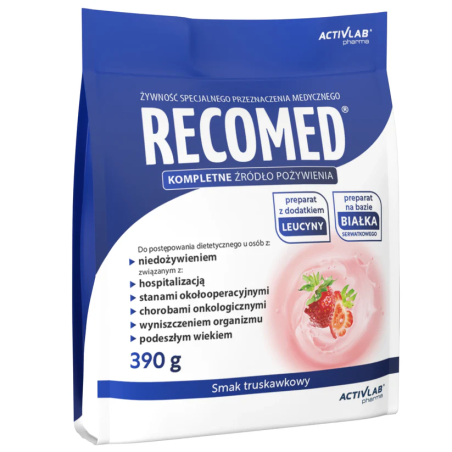RecoMed koktajl o smaku truskawkowym folia 390g
