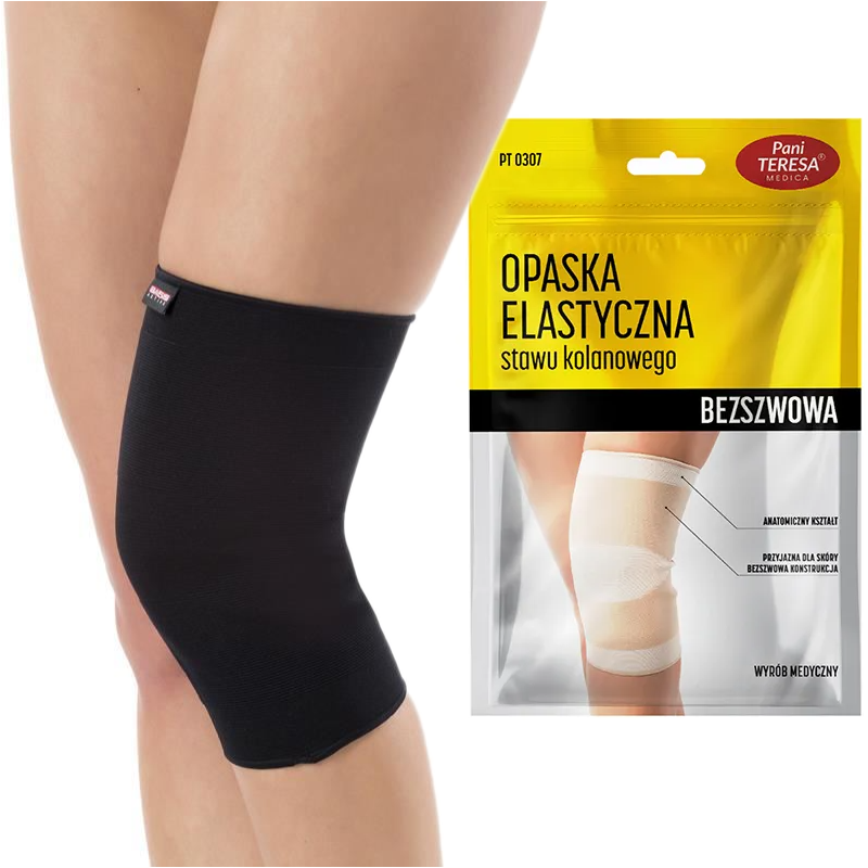 Opaska stawu kolanowego (bezszwowa) Pani Teresa, czarna