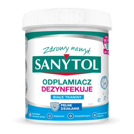Sanytol dezynfekujący odplamiacz do białych tkanin w proszku do prania 450 g