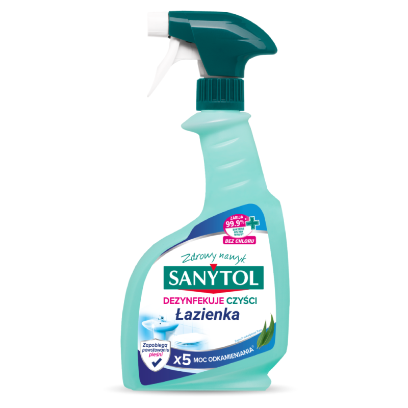 Sanytol Spray do łazienki do dezynfekcji, czyszczenia i odkamieniania, zapach eukaliptusowy, 500 ml